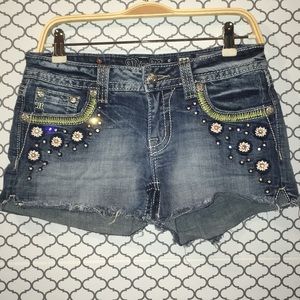 Miss Me Bling/Embroidered Cut-Off Shorts